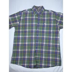 Cinch Men’s Large Plaid Short Sleeve Button Shirt Western Cotton Flawed